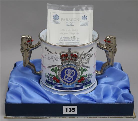 A Paragon limited edition Royal 1947-1972 commemorative loving cup, 176/750, in original box height 12cm